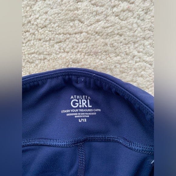 Athleta Girl Size L, 12, Navy Stash Your Treasures Capri Leggings - Picture 3 of 7